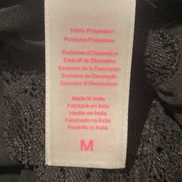 Oscar de la Renta pink label black semisheer chiffon pleated lace trim chemise M - Picture 3 of 7